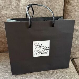 Saks Fifth Avenue Empty Paper Black Bag Medium Authentic Luxury